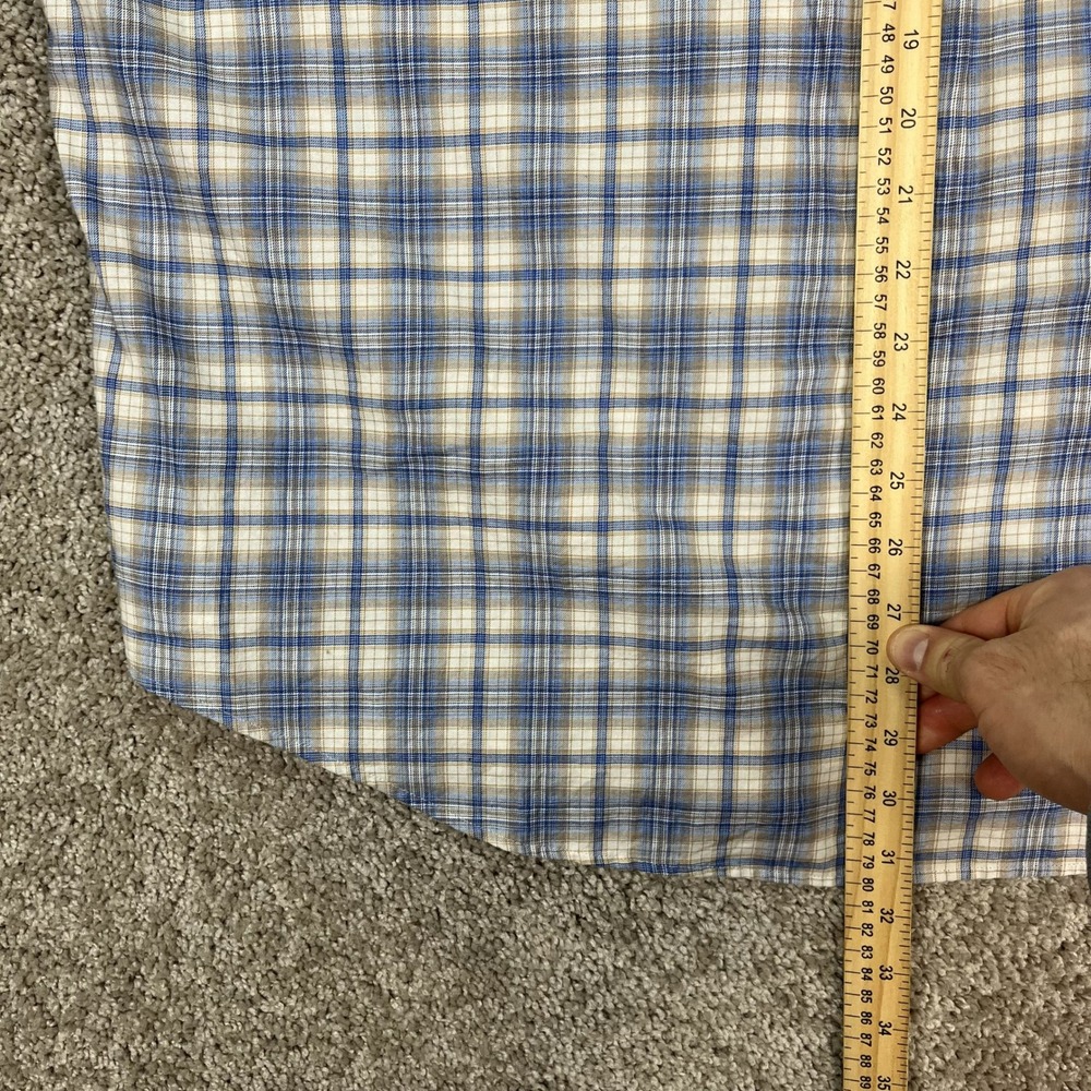 Peter Millar Shirt Mens XL Blue Cream Long Sleeve Plaid Button Down Classic EUC - Picture 8 of 9
